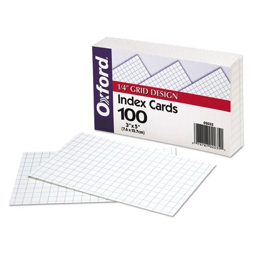 Oxford Grid Design Index Cards, 3 x 5 Inches, White, 100 per pack (02035EE)