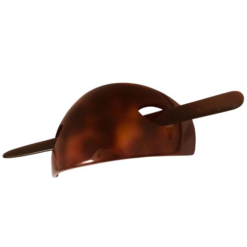 French Amie Oval Arch Shell Brown Handmade Ponytail Holder Hair Updo Bun Cover Cap Hair Slide Pin Stick