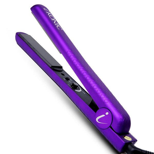 iKonic Ceramic Hair Straightener, Infrared Flat Iron, 1.25 Inch Floating Plates, Anti Static and Frizz Free Curling Iron, All Hair Types - Purple