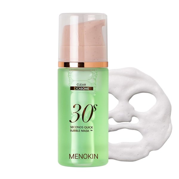 MENOKIN 30 Seconds Quick Bubble Mask(Clear), Cica-Exosome Korean Facial Mask, Soothing, Glass Skin,3.21 fl.oz