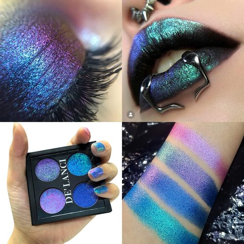 oygcee Multichrome Metallic Chameleon Eyeshadow Palette - Glitter Eyeshadow Holographic Multi-Dimensional Eye Sparkle Looks,High Pigmented Purple Blue Green Shade for Women Girls,Vegan & Cruelty-Free