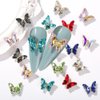 Cagzzee 3D Butterfly Nail Charms - Crystal Butterfly Nail Charms with Rhinestones - Clear Diamond Butterfly Bow Nail Art Charm Supplies (Crystal Butterfly)