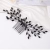 Missgrace Women Handmade Gothic Black Full Rhinestones Side Hair Comb Prom Party Special Occasion Punk Headpiece Black Women Rhinestones Hair Accessories for Women Gilrs (Black 1)