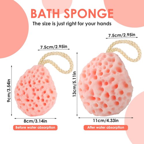 WLLHYF 2PCS Bath Sponge, Sponges Loofah Body Scrubber Exfoliating Bath Sponge Body Sponges Shower for Women Men Rich Lather Reusable (black/pink-2pcs)