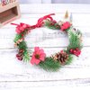 Minkissy Christmas Flower Crown Flower Hairband Christmas Headband Floral Wreath Garland With Holly Berry Leaves Christmas Hair Accessories For Woman Girls