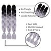 Ombre Braiding Hair Extensions 3 Pack/24 Inch Color Braiding Hair Fiber Crochet Hair for Box Braids Senegal Twist Hair Extensions for Women and Girls (24 Inch, Black/Gray)
