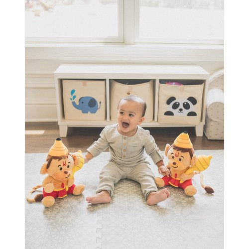 MODI TOYS Baby Hanuman (Medium - 11 inch) Mantra Singing Stuffed Plush Toy | Ideal for Newborns, Infants, Toddlers, Grandparents | Best for Diwali, Baby Shower, Birthday | Teddy Bear Panda Elephant