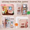 Coherny Play Kitchen Toys Fridge Refrigerator with Ice Dispenser,Mini Dollhouse Furniture Fridge Kids Kitchen Playset with Mini Play Food,Toddler Kitchen Playset Accessories for Boys Girls