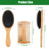 OWIIZI Boar Bristle Hair Brush for Women & Mens Natural Boar Bristle Brush Bamboo Detangler Brush and Comb Set for Long Curly Fine Hair(Set A)