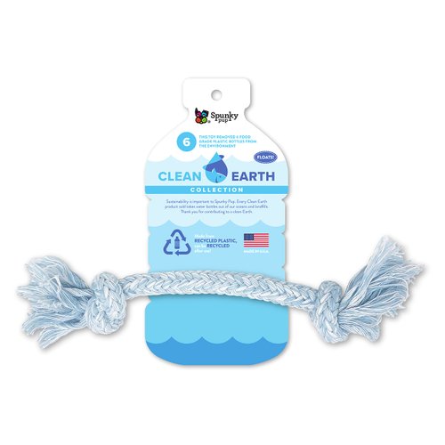 Spunky Pup Clean Earth Recycled Rope Dog Toy | Made in USA| Made from 100% Recycled Water Bottles, Medium,Blue,7122