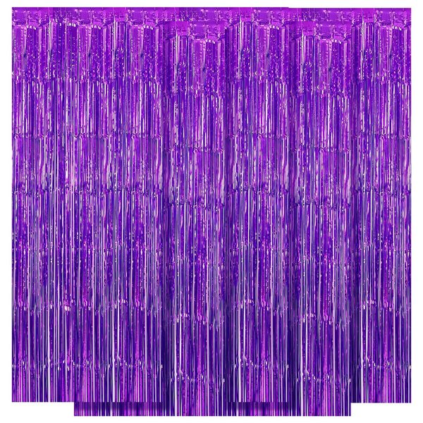 5 Pack Purple Fringe Backdrop 3.2ft x 8.2ft Foil Curtain Tinsel Foil Fringe Curtains Backdrop Tinsel Backdrop Streamers for Birthday Curtain Party Decoration Wedding Christmas Decoration (Purple)