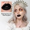 Black Matte Liquid Lipstick Set,Waterproof Smudge Proof Black Lip Liner and Lipstick Set for Women,Velvet Long Lasting Non-stick Cup Lip Gloss Stain Set for Halloween Cosplay Goth Daily Lip Makeup