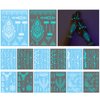 HAIIDOAK Temporary Tattoos (Starlight), 9 Pcs Glow in the Dark Henna Tattoo Kit, Perfect for Choker, Hand and Collar Decoration Rave Festival Accessories (Style B)