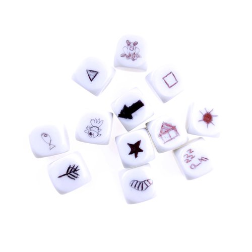 16MM Blank White Dice Set Acrylic Rounded D6 Dice Cubes for Game, Party, Fun, DIY Sticker and Math Teaching, Pack of 50