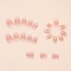 Press on Nails Oval Medium Length Cat Eye False Nails Artificial Acrylic Nails Nude Pink Design Almond Fake Nails Full Cover Glossy Reusable Coffin Nails Glue on Nails for Women 24Pcs