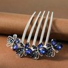 Xerling Rhinestone Hair Comb Hair Accessories for Women Butterfly Crystal Hair Side Comb Blue Hair Piece for Bride Decorative Wedding Hair Jewelry (Blue)