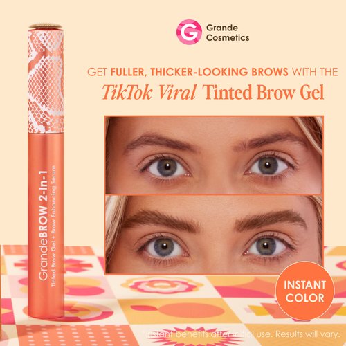 Grande Cosmetics GrandeBROW 2-in-1 Tinted Brow Gel + Brow Enhancing Serum, Medium