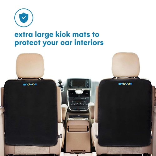 Enovoe Kick Mats car seat Protector for Child car seat - 2 Pack - Premium Quality Back seat Cover Offers Waterproof Protection of Your Upholstery from Mud and Scratches - Back seat Protector for Kids