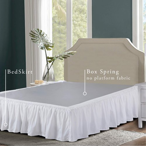 Bed Maker’s Never Lift Your Mattress Microfiber Wrap-Around Bed Skirt, Gathered Ruffled Style, Classic 14 Inch Drop Length, Queen, White