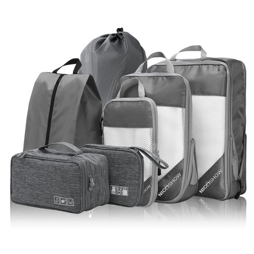 NICOSHOW Compression Packing Cubes for Travel, Packing Cubes Compression Travel Essentials, Compressible Travel Packing Cubes Organizers for Carry-on Luggage Suitcase