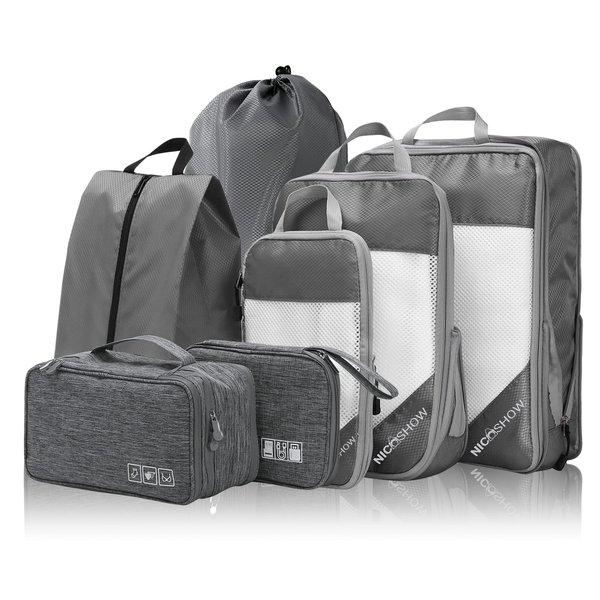 NICOSHOW Compression Packing Cubes for Travel, Packing Cubes Compression Travel Essentials, Compressible Travel Packing Cubes Organizers for Carry-on Luggage Suitcase