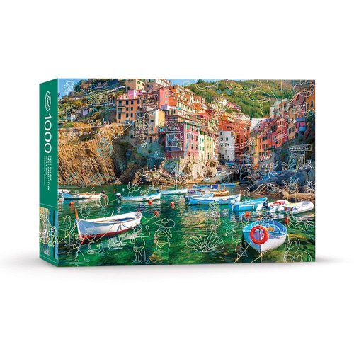 Genuine Fred, Spring Break at Cinque Terre, Doodle Series, 1000-piece Puzzle, 28x20 inches