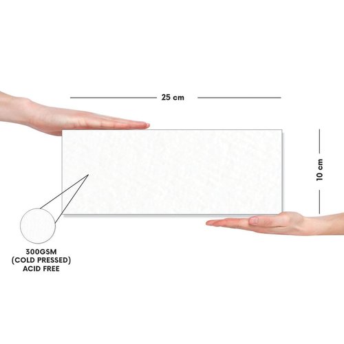 Zen Sangam Artists’ - Bookmark Gouache Glued Sketch Paper Pad - 300 GSM - Cold Pressed - (24 Sheets) - Rough Grain Surface - Size (25x10cm) - Gouache Book