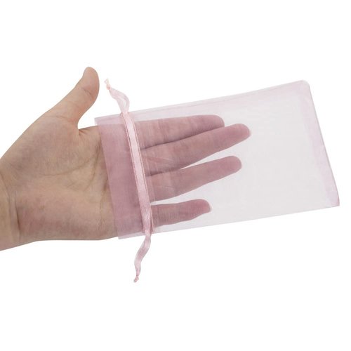 HRX Package 100pcs Blush Pink Organza Gift Bags, 4 x 6 inch Candy Mesh Drawstring Bags Jewelry Pouches for Christmas Wedding Baby Shower Party
