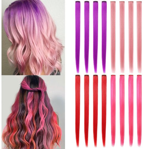 SARARHY 16 Pcs 21” Colored Hair Extensions,Colourful Clip on/in Hair Extensions Party Highlights ...