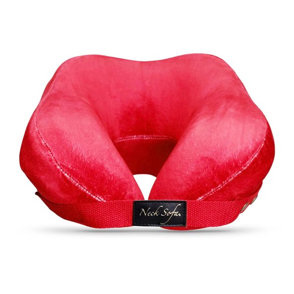 Neck Support Pillow – Help Ease Tension with Your Patented Cervical Neck Brace and Neck Pillow for Sleeping, Travel, Work, and More – Ergonomic Memory-Foam Neck Pillow for Pain Relief, Red