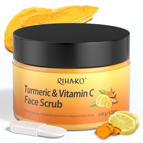 Turmeric Vitamin C Face Scrub-Turmeric Exfoliating Facial Scrub,Vitamin C Scrub Microdermabrasion...