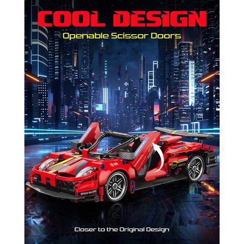 Sosuy 1:18 Super Sports Car Model Building Bricks Sets - 513 pcs MOC Rally Car Raceing Engineering Toys for Play and Display - Model Toy Gift Idea for Adults Boys