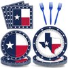 gisgfim 96Pcs Texas State Flag Party Supplies Paper Plates Napkins Texas State Theme Party Tableware Set Texas State National Party Decorations Favors for Family Gathering Dining Serves 24