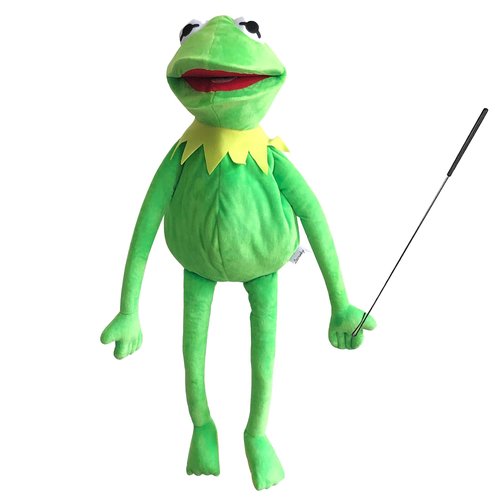 Lacroky Kermit Frog Puppet with Puppets Control Rod & 50 Pcs Kermit The Frog Puppet Stickers, Hand Kermit Puppet Soft Stuffed Plush Toy for Boys & Girls - 24 Inches