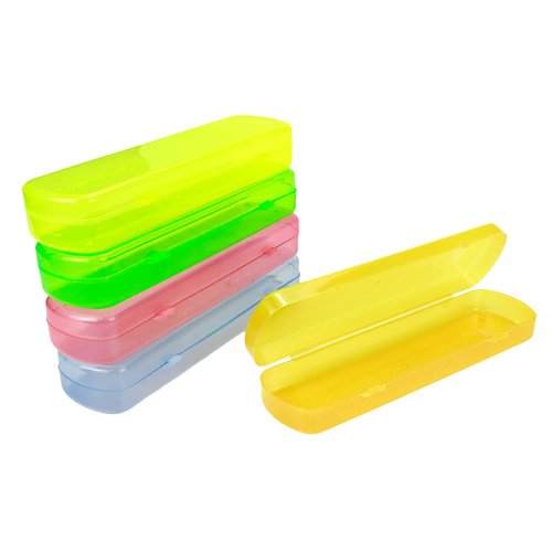 Xiaoyztan 5 Pcs Portable Travel Toothbrush Case Colored Clear Plastic Toothbrush Storage Box Toothbrush Bucket Toothbrush Container (Multicolor)