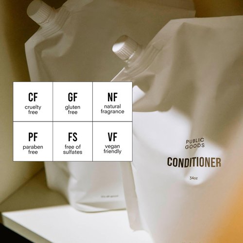 Public Goods Conditioner for Women & Men | Natural Conditioner to Protect & Moisturize Dry Hair | Made with Organic Essential Oils | Sulfate & Paraben Free | Vegan Friendly | 34 Fl Oz Refill