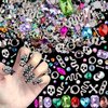 editTime 3D Metal Punk Nail Charms Jewels Kit, 300pcs Alloy Chrome Cone Rivet Spike Snake Skull Studs with 9pcs Big Glass Pointed Bottom Rhinestones and 200pcs Flatback Resin Rhinestones (silver)