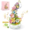 Flowers Botanical Collection Music Rotating Box Building Block with Light (575 PCS), Compatible with Lego Mother's Day, Valentine and Birthday Gifts