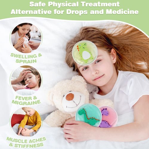 Hilph Kids Ice Packs for Boo Boos, Toddler Dinosaur Ice Pack Reusable Childrens Boo Boo Buddy Hot Cold Gel Packs for Kids Injuries, Pain Relief, Bumps & Bruises (3 Packs)