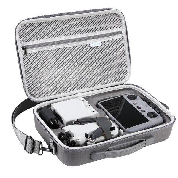 Skyreat Mini 4 Pro RC 2 Case, Portable PU Leather Storage Shoulder Bag for DJI Mini 4 Pro Fly More Combo Kit Accessories