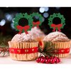 24pcs Glitter Christmas Garland Cupcake Toppers, Merry Christmas Cake Decorations, Xmas Cake Picks for Christmas Party, New Year Ceremony Party Cake Decorations Supplies (Garlands)