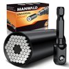 MANWALD Universal Socket Tool, Super Socket Unscrew Any Bolt, Adjustable Socket Drill with Adapter, Gifts for Him, Men, Kids, Boyfriends, 2 PCS, Black