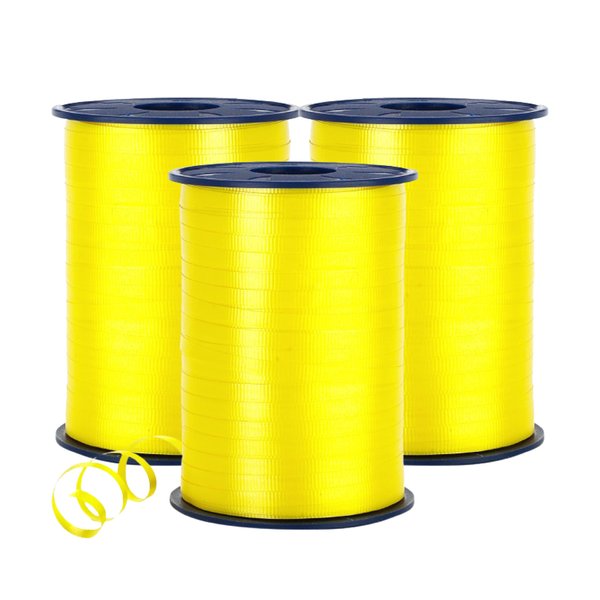 Morex Ribbon 253/5-605 Crimped Curling 3/16" X 1500 YD (3-Pack) Ribbon for Gift Wrapping, Yellow, Birthday Decorations, Party Favors for Kids and Adults, Christmas Ribbon for Crafts