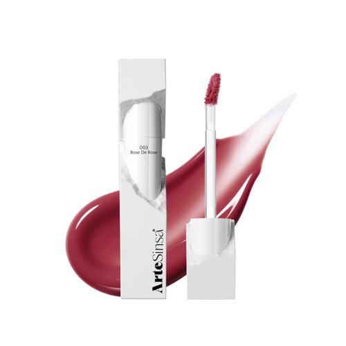 ArteSinsa Dewy Fit Tint 8 Colors | Non-sticky Glossy Buildable Tint with Vivid Color | Long-Lasting & Moisturizing with Plump Look | Korean Lip Tint (#003 Rose De Rose, 0.1 Fl Oz)