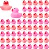 Lenwen 100 Pcs Mini Rubber Ducks 1.57" Rubber Ducks Bulk Baby Shower Party Favors Squeak & Float Duckies Pool Bath Toys for Kids Boys Girls Birthday Gifts Classroom Carnival Prizes(Pink, Rose Red)