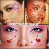Loikmiup Body Glitter Face Glitter Gel with Face Heart Star Stickers, 6 Colors Festival Makeup Glitter Hair Glitter Gel with Self Adhesive Heart Star Gems 15 Colors Rhinestones Gmes for Hair Face Body