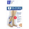 Truform 20-30 mmHg Compression Stockings for Men and Women, Thigh High Length, Open Toe, Beige, Small