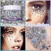 Boko 1.76oz Body Glitter Gel, Holographic Silver Liquid Chunky Glitter Lotion Unicorn Star Sequins for Face Hair and Body Makeup, Halloween Christmas Rave Accessories and Costume - Unicorn Carnival