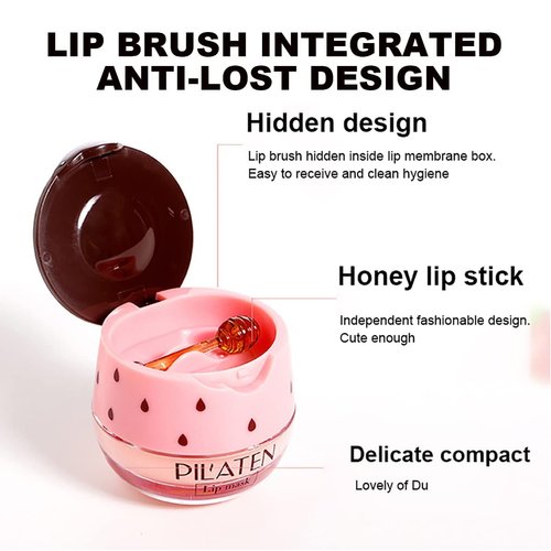 Strawberry Lip Balm, Vitamin E Lip Masks & Moisturizing Propolis Sleeping Lip Mask, Effective Reduces Lip Lines Prevention Dry and Cracked Lip Scrubs Exfoliator Smoothing Dry Lip Care