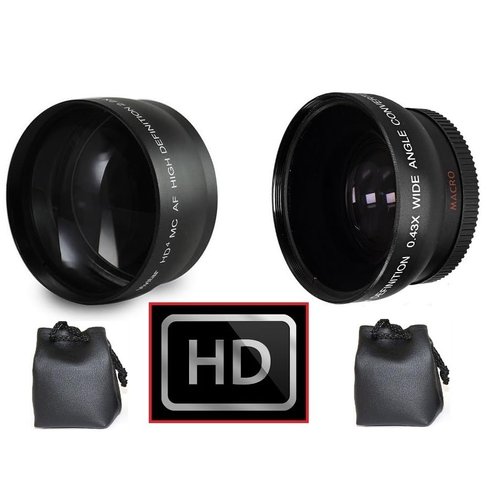 2-PC Lens Set HD Wide Angle & 2.2X TELEPHOTO Lens for Canon VIXIA HF M500
